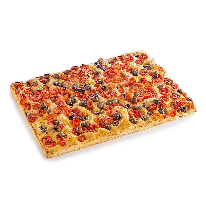 FOCACCIA CON ACEITUNAS Y TOMATES 4/800gr