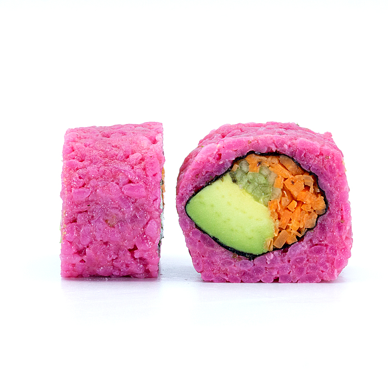 SUSHI URAMAKI VEGGIE PINK 8 Un.(pastan.cogomb.alvocat)